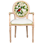 Стул с подлокотниками золотистый из бука с изображением птиц и цветов Blooming Red Birds варинант исполнения - 1 | Loft Concept в Ижевске