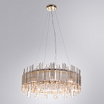 Люстра подвесная круглая с прозрачными хрустальными трубками и золотистым каркасом Диаметр 60 см Hexagon Tube Light варинант исполнения - 2 | Loft Concept в Ижевске