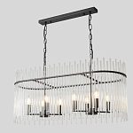 Люстра подвесная овальная со стеклянными прозрачными трубками и металлическим каркасом черного цвета Nembus варинант исполнения - 3 | Loft Concept в Ижевске