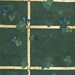 Обои ручная роспись Morning Glory Original colourway on Edo Green painted Xuan paper варинант исполнения - 1 | Loft Concept в Ижевске