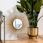 Зеркало-солнце круглое в раме из металла с золотыми с лучами Rays of Peace варинант исполнения - 3 | Loft Concept в Ижевске