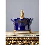 Чаша темно-синего цвета из фарфора с бронзовыми фигурками белок Eden Garden porcelain and bronze варинант исполнения - 3 | Loft Concept в Ижевске