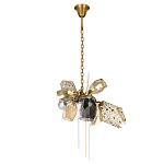 Люстра подвесная со стеклянными плафонами из дымчатого и золотистого с тремя вертикальными подвесками Gilded Mirage  варинант исполнения - 2 | Loft Concept в Ижевске