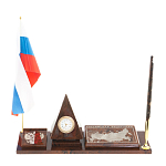 Настольный письменный набор с часами в виде пирамиды из природного камня обсидиана Pyramid of Time варинант исполнения - 1 | Loft Concept в Ижевске