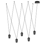 Подвесной светильник черными плафонами на длинных пересекающихся тросах Construction варинант исполнения - 2 | Loft Concept в Ижевске