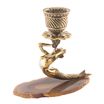 Подсвечник бронзовый из натурального камня агат Stone Candlestick варинант исполнения - 1 | Loft Concept в Ижевске