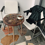 Круглый журнальный столик со столешницей из эпоксидной смолы Epoxy Resin Flowers Coffee Table варинант исполнения - 8 | Loft Concept в Ижевске