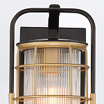 Настенный фонарь цилиндрической формы с рифленым стеклом в золотом каркасе на черном прямоугольном основании Eurofase варинант исполнения - 13 | Loft Concept в Ижевске