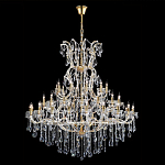 Люстра многоярусная с 53-мя лампочками и прозрачными хрустальными подвесками на основании золотого цвета Crystal lamps варинант исполнения - 2 | Loft Concept в Ижевске