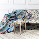 Трехместный диван на металлическом каркасе с цветочным принтом в стиле шинуазри Chinoiserie Birds on a Tree Sofa варинант исполнения - 4 | Loft Concept в Ижевске