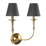 Бра с металлическим основанием бронзового цвета и 2-мя черными конусовидными абажурами Dignity варинант исполнения - 1 | Loft Concept в Ижевске