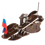 Настольный письменный набор с часами из природного камня обсидиана Competent Leader варинант исполнения - 2 | Loft Concept в Ижевске