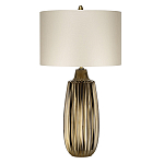 Настольная лампа с рифленым керамическим основанием в бронзовом цвете и жемчужным шёлковым абажуром Elstead Lighting варинант исполнения - 1 | Loft Concept в Ижевске
