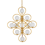 Люстра с закругленным каркасом золотого цвета и белыми плафонами Round Curl варинант исполнения - 2 | Loft Concept в Ижевске