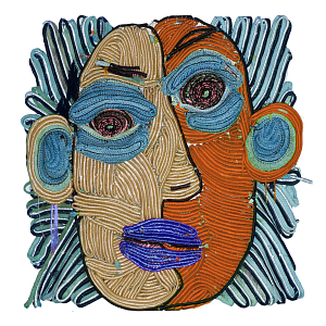 Арт-Объект плетеный из нитей Абстрактный портрет Joana Schneider 