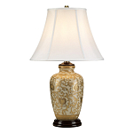 Настольная лампа с фарфоровым основанием с декоративным орнаментом и белым абажуром на темной круглой подставке Elstead Lighting варинант исполнения - 6 | Loft Concept в Ижевске