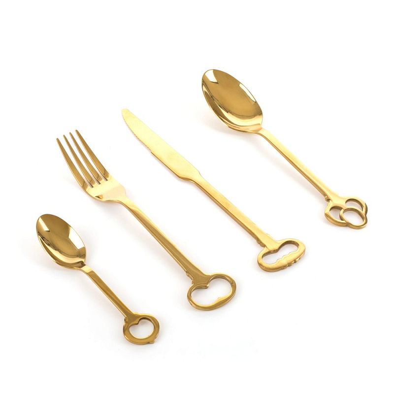 Набор столовых приборов Seletti Keytlery Gold set of 6 Золотой в Ижевске | Loft Concept 