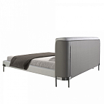 Кровать двуспальная серая с мягким изголовьем из экокожи и ткани Modern Look варинант исполнения - 4 | Loft Concept в Ижевске