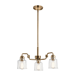 Люстра цвета латунь с 3-мя прозрачными стеклянными плафонами Kichler варинант исполнения - 2 | Loft Concept в Ижевске