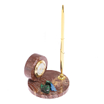 Часы настольные с шариковой металлической ручкой из натурального камня Stone Clock варинант исполнения - 5 | Loft Concept в Ижевске