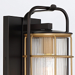 Настенный фонарь цилиндрической формы с рифленым стеклом в золотом каркасе на черном прямоугольном основании Eurofase варинант исполнения - 5 | Loft Concept в Ижевске