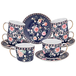 Чайный сервиз из фарфора синий на 6 персон 14 предметов Flower Porcelain Collection варинант исполнения - 1 | Loft Concept в Ижевске