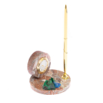 Часы настольные с шариковой металлической ручкой из натурального камня Stone Clock варинант исполнения - 8 | Loft Concept в Ижевске