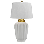 Настольная лампа с белым конусным абажуром и ребристым керамическим основанием Quintiesse варинант исполнения - 1 | Loft Concept в Ижевске