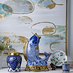 Ваза с насыщенным синим орнаментом и золотой крышкой Blue & White Ornament  варинант исполнения - 1 | Loft Concept в Ижевске