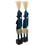 Комплект из 2-х деревянных статуэток Asmat Straw Headdress Statuettes Blue варинант исполнения - 8 | Loft Concept в Ижевске