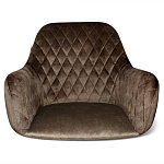 Барный стул со спинкой и подлокотниками на 4-х деревянных ножках Douglas Rhombus Коричневый Велюр варинант исполнения - 3 | Loft Concept в Ижевске