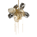 Люстра подвесная со стеклянными плафонами из дымчатого и золотистого с шестью вертикальными подвесками Gilded Mirage  варинант исполнения - 7 | Loft Concept в Ижевске