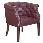 Кресло низкое из натуральной кожи на 4-х деревянных ножках из массива бука Chloe Leather Armchair vine варинант исполнения - 1 | Loft Concept в Ижевске