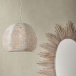 Подвесной светильник в форме купола с декором из круглых деревянных бусин White Wooden Beads Chandelier варинант исполнения - 4 | Loft Concept в Ижевске