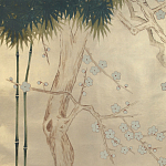 Обои ручная роспись Bamboo River Blossom Original colourway on Brushed Gold gilded paper варинант исполнения - 2 | Loft Concept в Ижевске