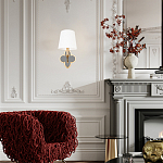 Бра с белым текстильным абажуром и декоративным основанием в виде четырехлистника с зеркальной вставкой Vitorino варинант исполнения - 7 | Loft Concept в Ижевске