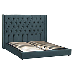 Кровать двуспальная зеленая с основанием из массива дерева с мягким изголовьем Velour Beds варинант исполнения - 1 | Loft Concept в Ижевске