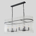 Люстра подвесная овальная со стеклянными прозрачными трубками и металлическим каркасом черного цвета Nembus варинант исполнения - 4 | Loft Concept в Ижевске