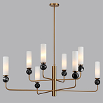 Люстра на штанге с 8-ю цилиндрическими матовыми плафонами и шарами из камня Orb Essence варинант исполнения - 6 | Loft Concept в Ижевске