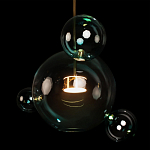 Подвесной светильник с прозрачными бирюзовыми стеклянными шарами и золотыми деталями Диаметр 43 Giopato & Coombes варинант исполнения - 6 | Loft Concept в Ижевске