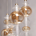 Люстра с плафонами из прозрачного и янтарного стекла в виде шаров и ромбов Gabriel Scott Luna варинант исполнения - 7 | Loft Concept в Ижевске