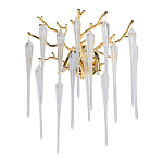 Бра золотого цвета с разветвленными ветвями и длинными прозрачными подвесками в форме стеклянных сосулек Droplet Chandelier варинант исполнения - 1 | Loft Concept в Ижевске