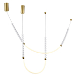 Подвесной светильник с 3-мя изогнутыми плафонами и белыми декоративными шариками PEARLS Suspension варинант исполнения - 4 | Loft Concept в Ижевске