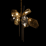 Люстра подвесная со стеклянными плафонами из дымчатого и золотистого с тремя вертикальными подвесками Gilded Mirage  варинант исполнения - 4 | Loft Concept в Ижевске