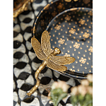 Блюдо черного цвета из фрафора на бронзовых ножках в виде стрекоз Eden Garden варинант исполнения - 5 | Loft Concept в Ижевске