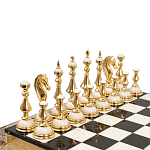 Шахматы из бронзы и натуральных камней Долерит и Мрамор с гравировкой Decorative Thematic Chess варинант исполнения - 2 | Loft Concept в Ижевске