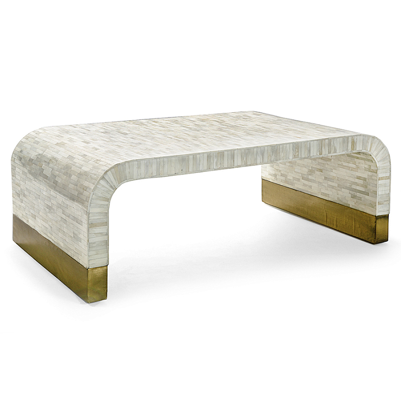 Стол журнальный Белый  BONE INLAY SIDE TABLE-Cream ivory ( слоновая кость ) Золотой в Ижевске | Loft Concept 
