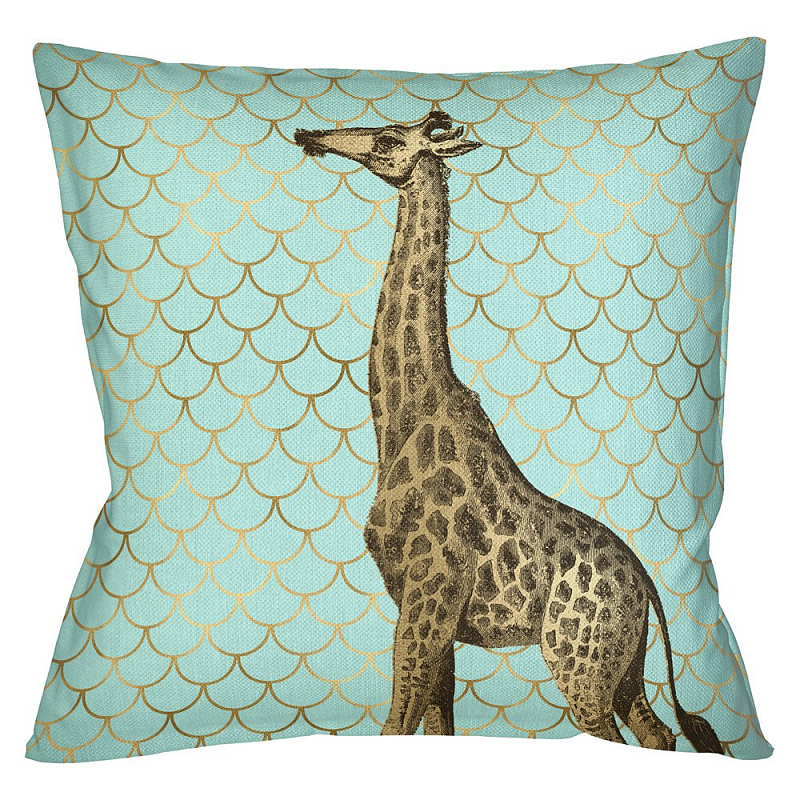 Подушка Safari light blue giraffe Бирюзовый Глянцевое золото Подушка Safari light blue giraffe Бирюзовый Глянцевое золото в Ижевске | Loft Concept