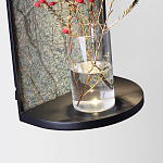 Настенный светильник зеленого цвета с черной рамкой овальной формы с полкой Herbarium  варинант исполнения - 3 | Loft Concept в Ижевске