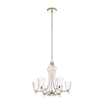 Люстра цвета никель с 6-ю рифлеными стеклянными плафонами и изогнутым каркасом Kichler варинант исполнения - 2 | Loft Concept в Ижевске